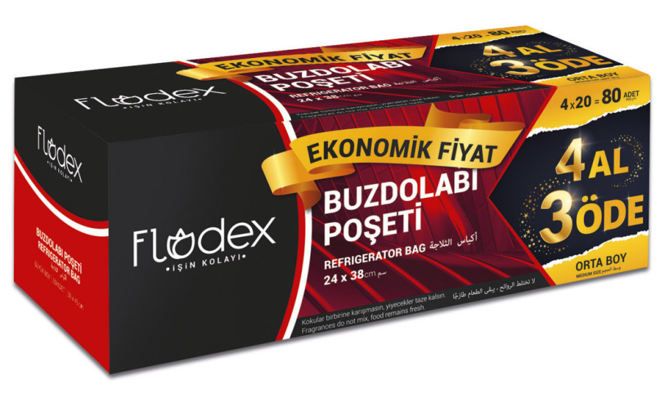 Flodex 4 al 3 öde Buzdolabı Poşeti