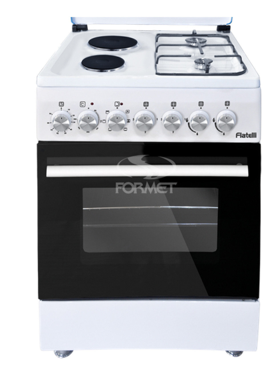     50x60x-60x60 0 + 6 Functions     90 min. programmable mechanical timer     2 Gas burner + 2 electric hot plate     Easy To Clean to both enamel cativy and tray     Easy To Clean and to remove the inner oven glass door     NG LPG Adjustable     Removab