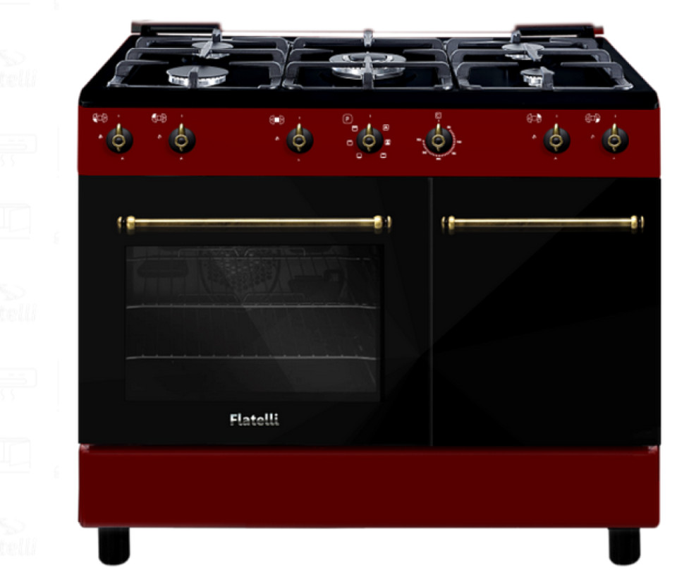     Bottle Compartment Red & Inox     5 Gas Burner Including 1pcs Wok Burner     Easy Removable Double Glass Oven Door     Cast Iron Grid     Easy Cleanable Oven Cavity and Tray     Inox Cooktop     Aluminium Handles     90 min. Programmable Timer