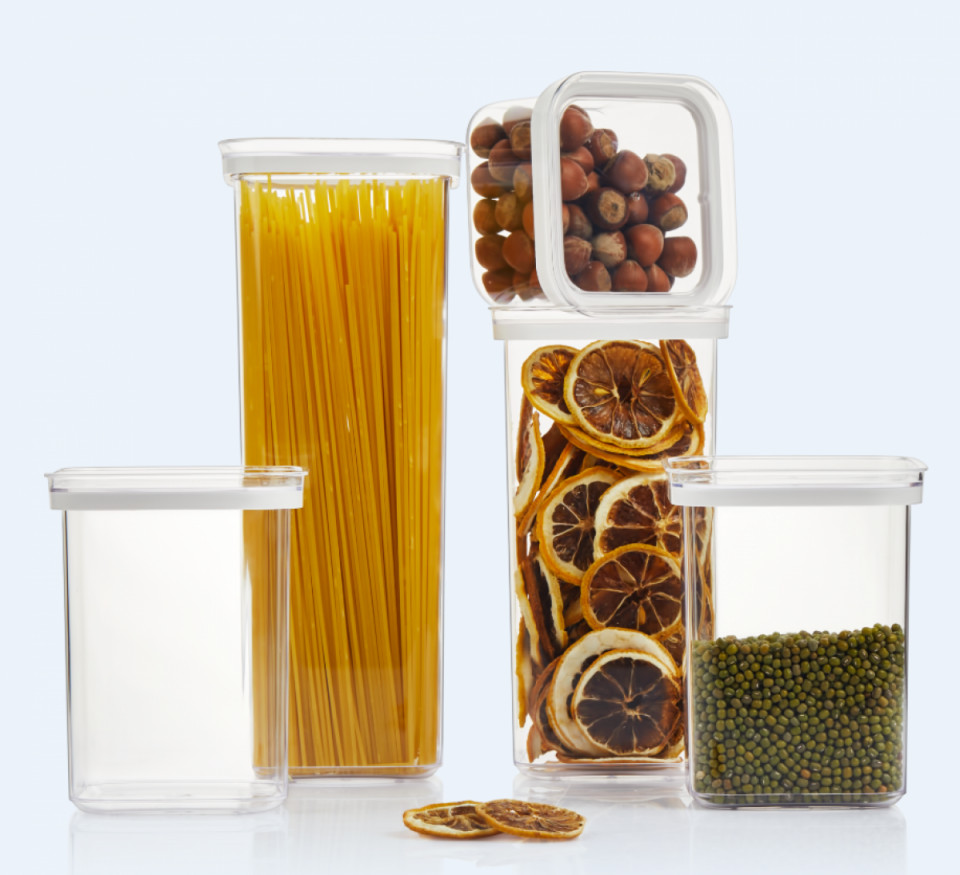 GOLD FOOD STORAGE CONTAINER (0,45 Lt.) (107*107*72 mm.)(0,90 Lt.) (107*107*137 mm.)(1,40 Lt.) (107*107*204 mm.)(1,80 Lt.) (107*107*270 mm.)