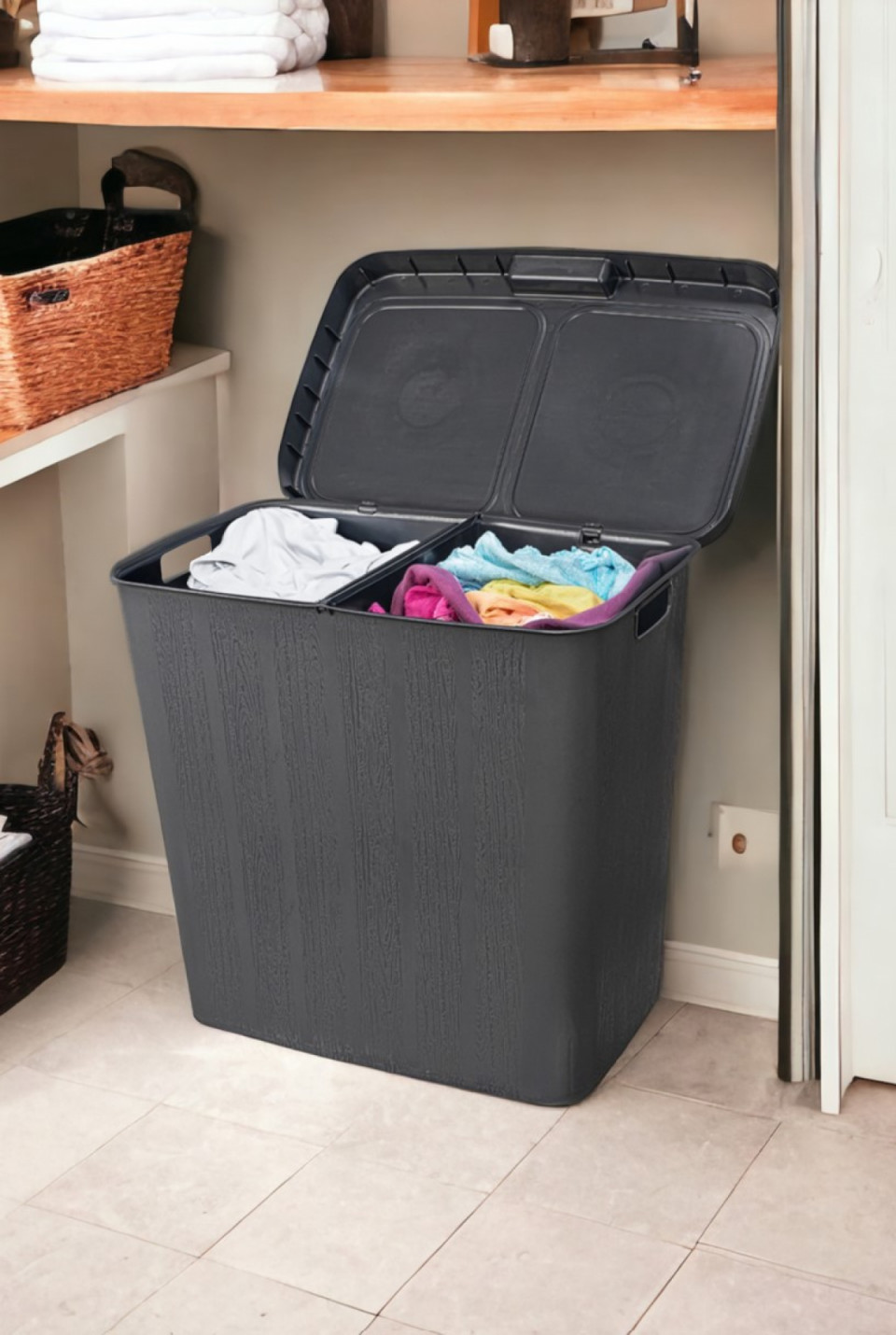 Double Section Laundry Basket