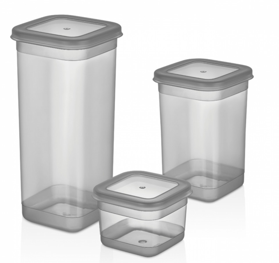 SIMPLE FOOD STORAGE CONTAINER (3 Pcs) (GREY) 1 Pcs 0,60 Lt. 1 Pcs 1,30 Lt. 1 Pcs 1,90 Lt.