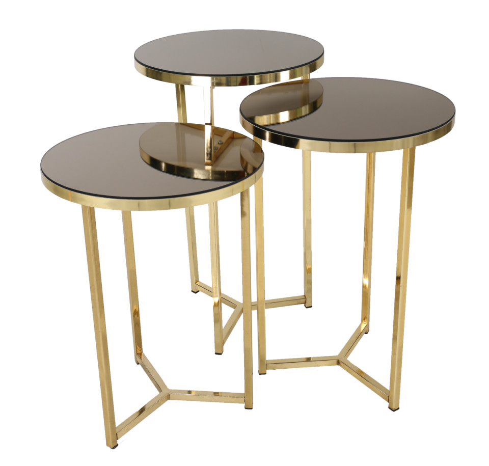 Diamond Round Mirror Coffee Table Metal - Legs Gold