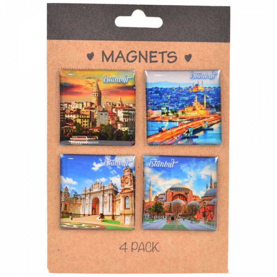 İstanbul Temalı Myros 4 Lü Kartonet Magnet Seti̇ 40*40 Mm