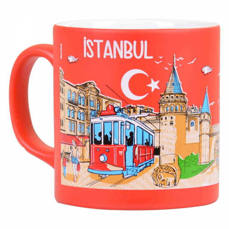 İstanbul Temalı Seramik Renkli Baskılı Kupa 82x90 mm