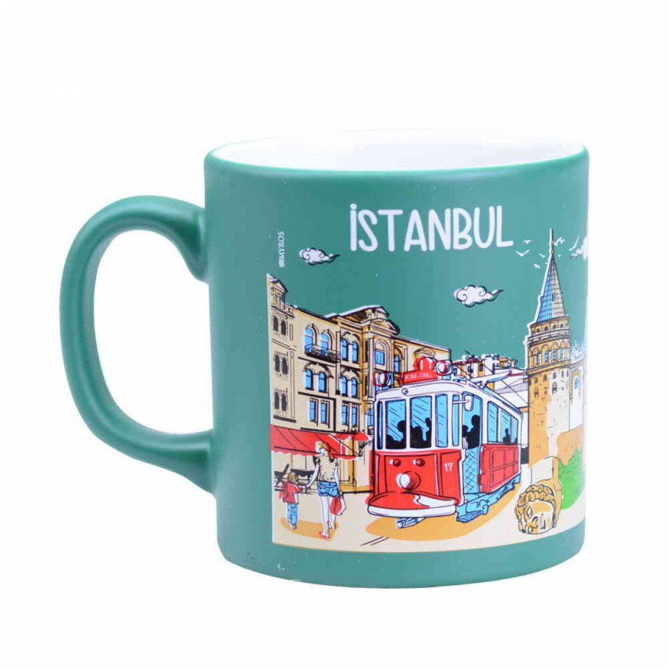 İstanbul Temalı Seramik Renkli Baskılı Kupa 82x90 mm