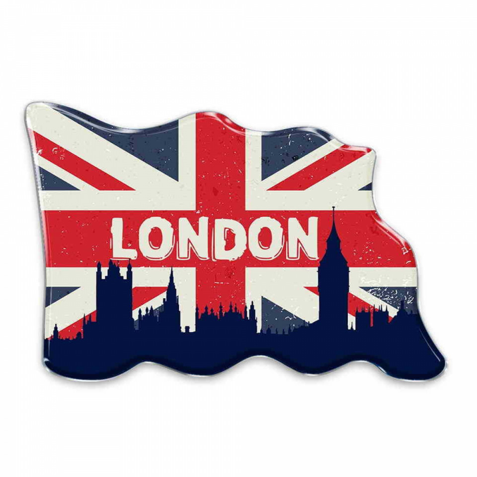 Londra Temalı Myros Bayrak Şekilli Magnet 70x50 mm