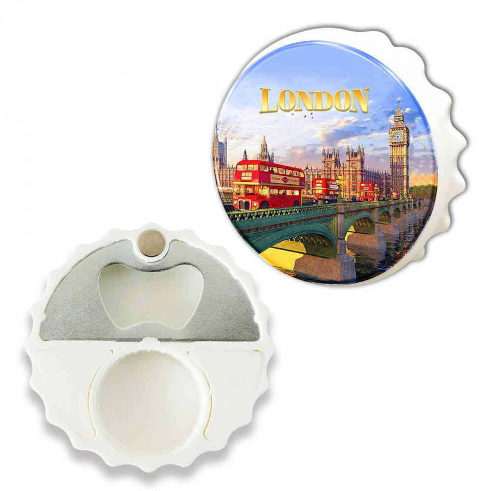 Londra Temalı Beyaz Kapak Açacak Magnet 63x15 mm