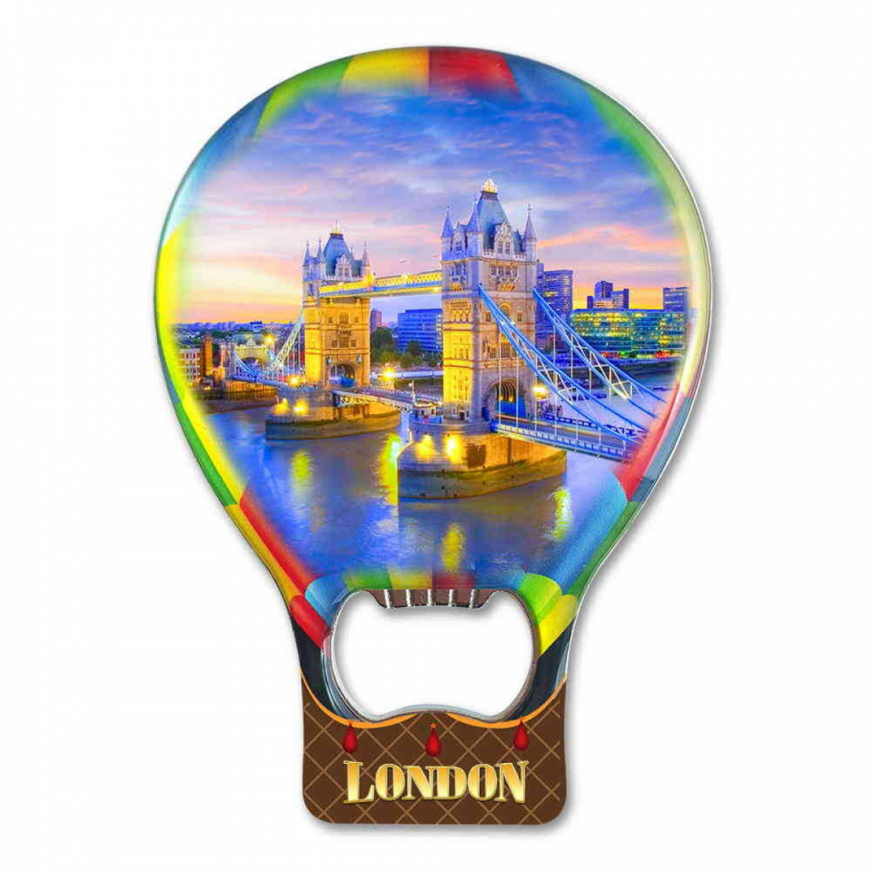 Londra Temalı Metal Balon Açacak Magnet T 102x73 mm