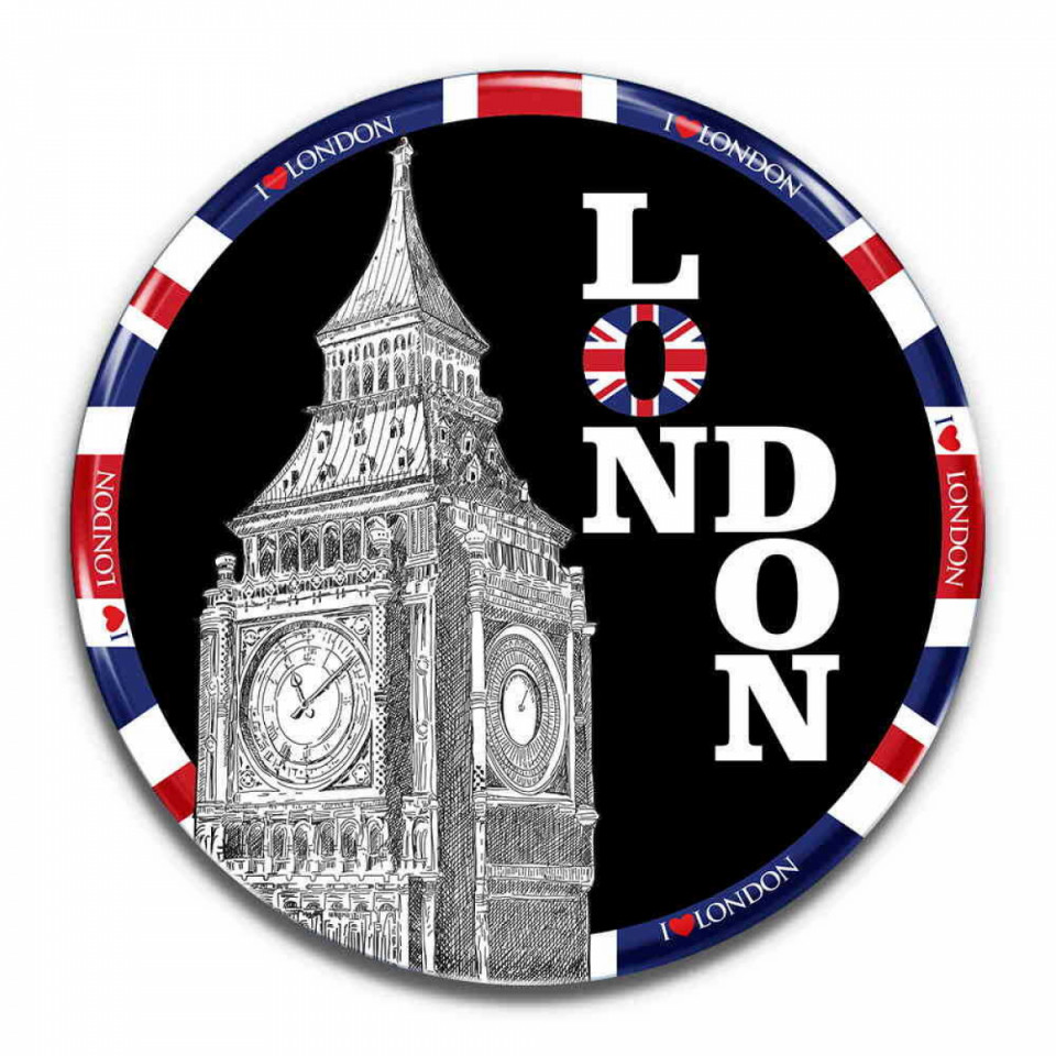 Londra Temalı Myros Yuvarlak Magnet 67 mm